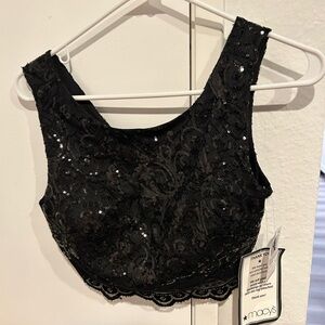 Macy’s Black Sequin Crop Top NWT